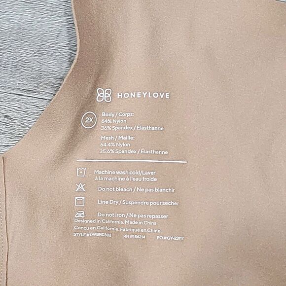 Honey Love Women Bra 2X Beige Crossover Wireless Lightly Lined Convertible - Picture 4 of 6